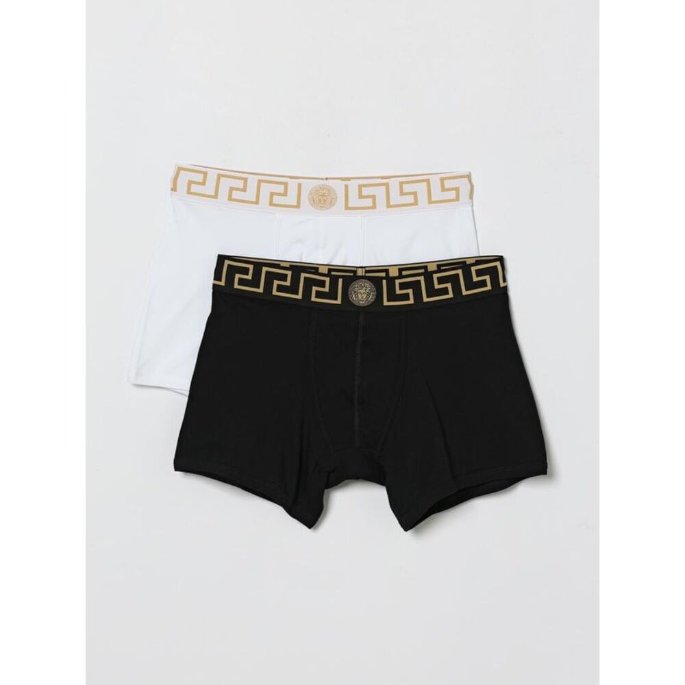 Versace Men Set Of 2 Cotton Boxer Briefs With Greca Logo Versace